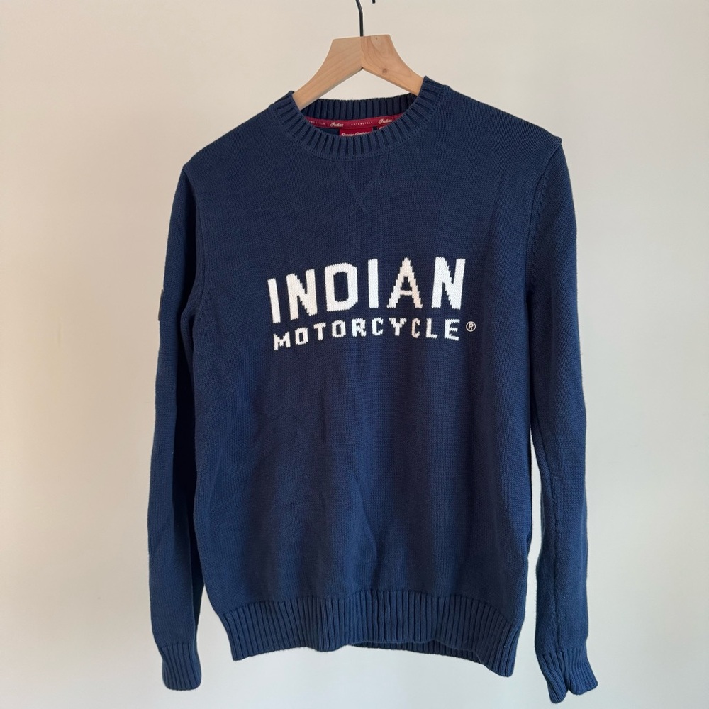 Men’s Indian Motorcycle Sweater Navy Blue Size Small
